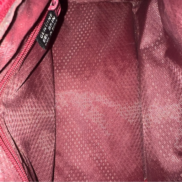 NWOT Vintage Authentic Exotic Eel Skin Beautiful Burgundy Handbag - Picture 8 of 10